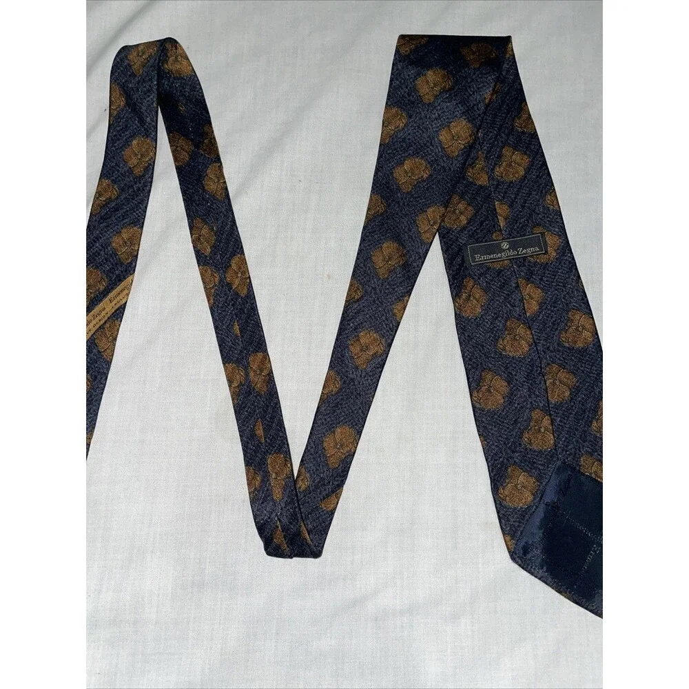 Ermenegildo Zegna Men’s Dress Tie Size 56” 3.75” Blue Floral Business Formal